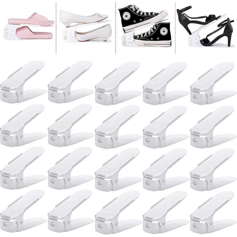 15pcs adjustable double layer shoe rack organizer space