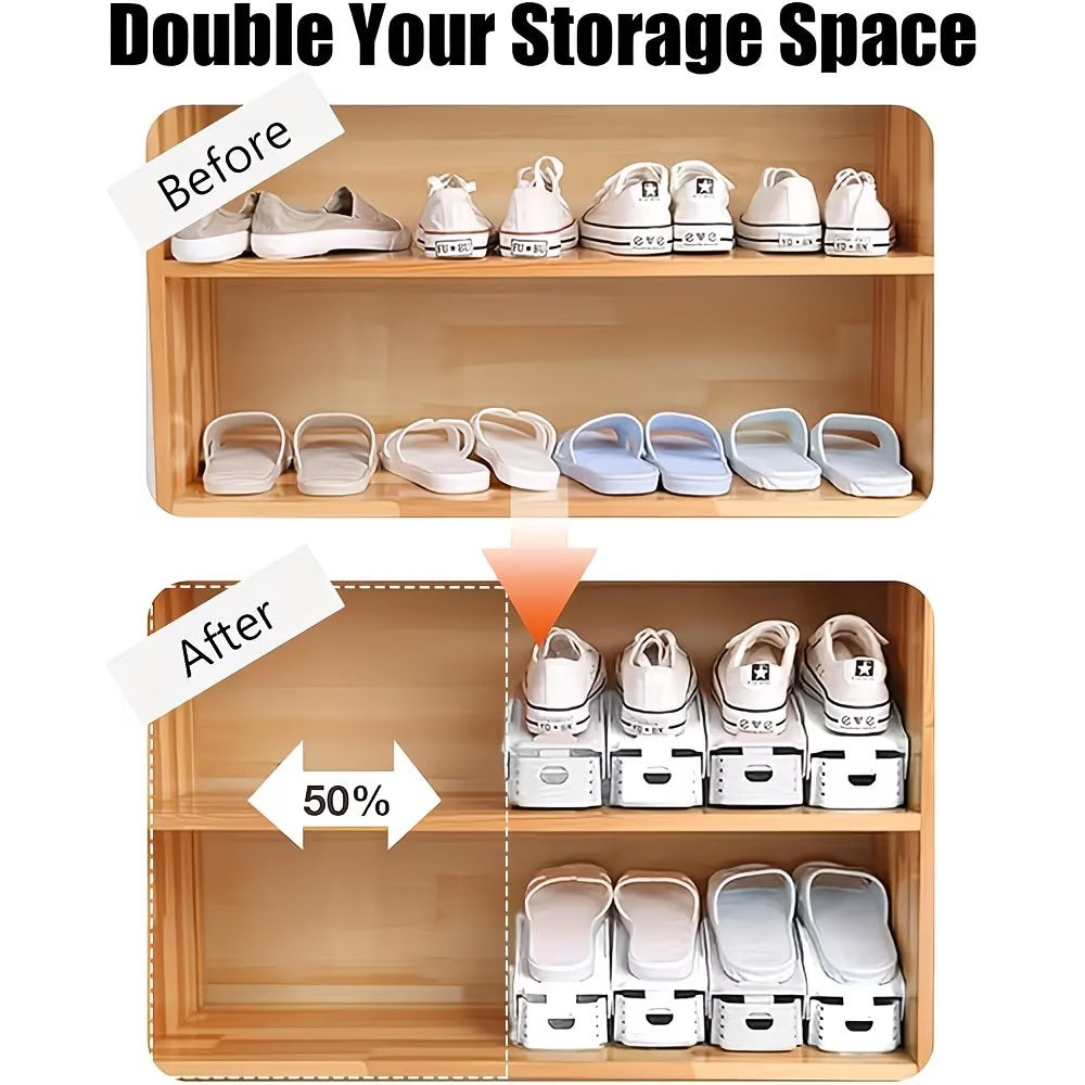 15pcs adjustable double layer shoe rack organizer space