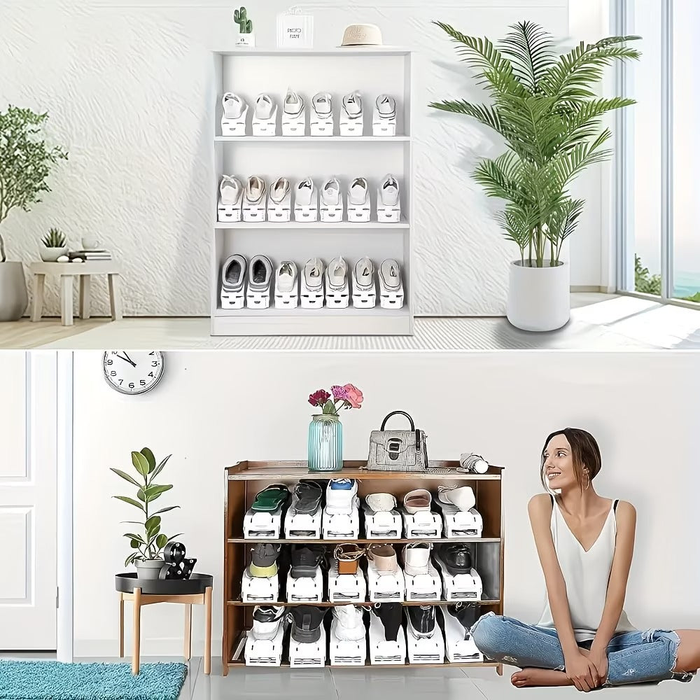 15pcs adjustable double layer shoe rack organizer space